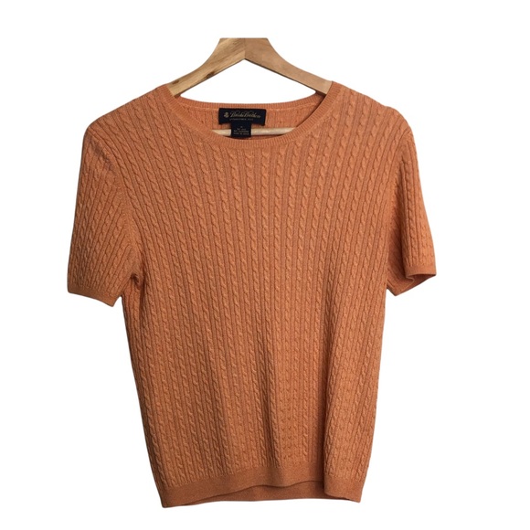 Brooks Brothers Melon Toned Twin Cable Knit 70% Silk & 30% Cashmere Medium Top - Picture 1 of 5